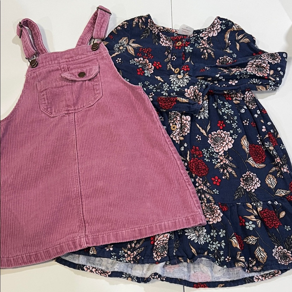Zara and Wonder Nation - bundle of 2 dresses, navy, pink,‎ 100% cotton